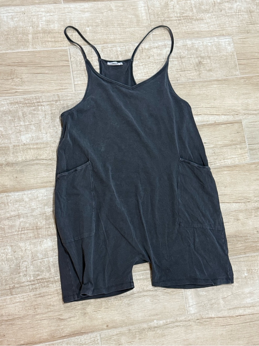 Double Zero Charcoal Washed Cotton Spaghetti-Strap Romper NWOT